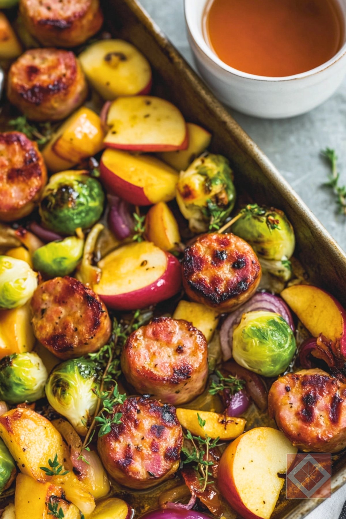Fall in a Pan: Sausages, Apples, & Crisp Veggies - Sheet Pan Sausages with Apples Fall Vegetables pin 2 midia