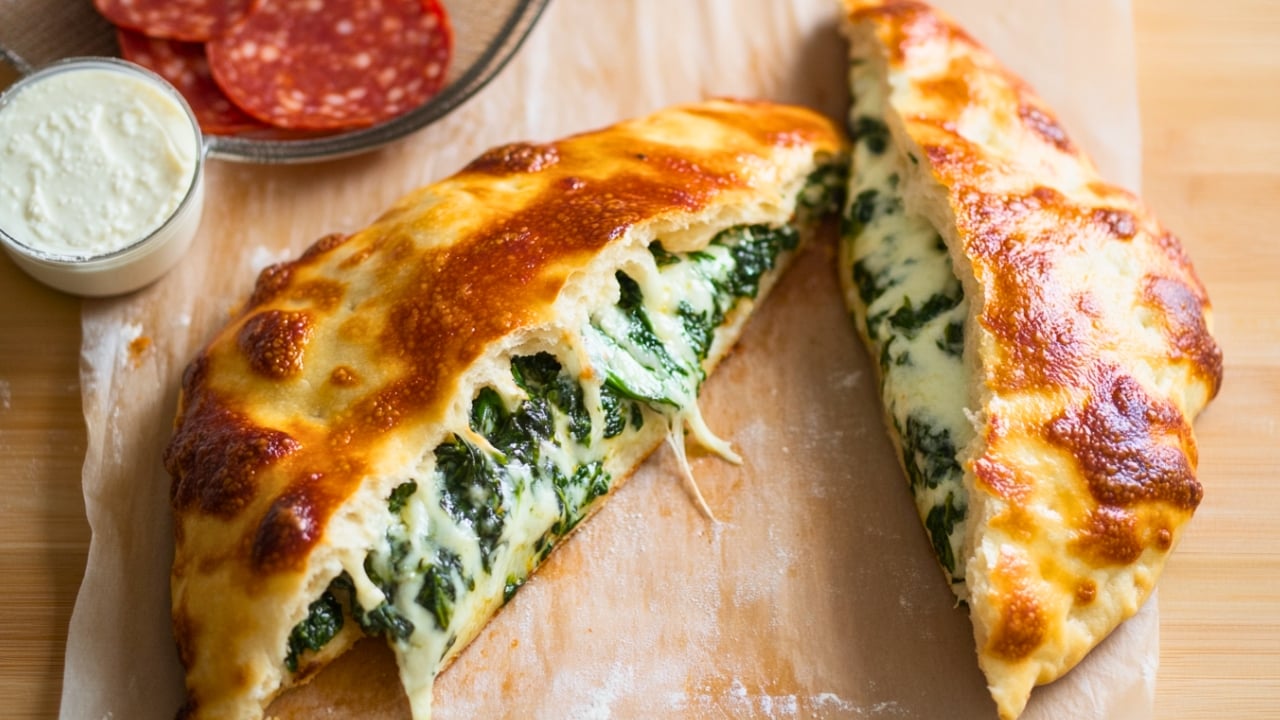 Spinach Calzone for Two: A Cheesy Night-In Favorite - Spinach Calzone Recipe midia