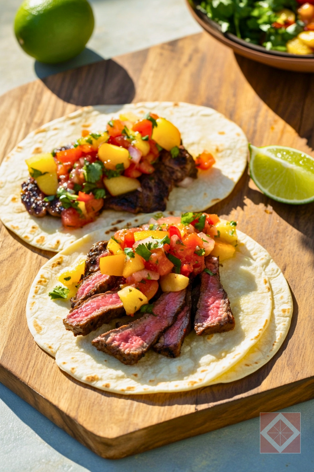 35-Minute Steak Tacos Made for Two - Steak Tacos for Two with Nectarine Salsa pin 2 midia