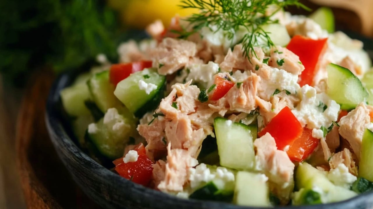 5-Minute Favorite Tuna Salad with Cottage Cheese Recipe - Tuna Salad with Cottage Cheese with Cottage Cheese midia