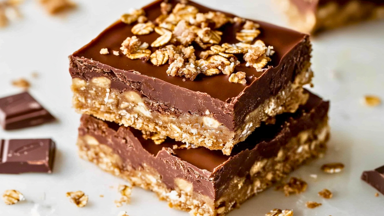 Best Chocolate & Peanut Butter Oatmeal Bars Recipe for Two - Chocolate Peanut Butter Oatmeal Bars midia