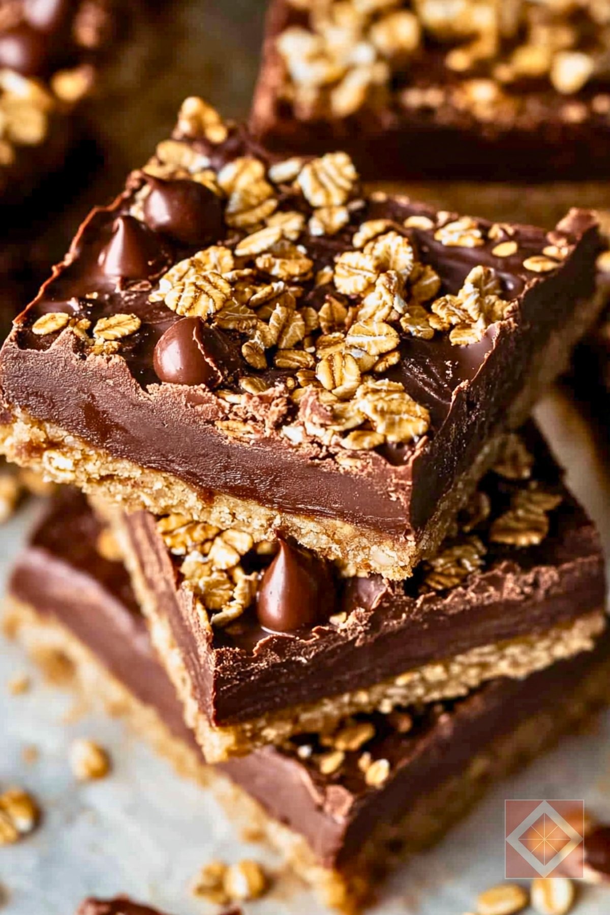 Best Chocolate & Peanut Butter Oatmeal Bars Recipe for Two - Chocolate Peanut Butter Oatmeal Bars pin 1 midia