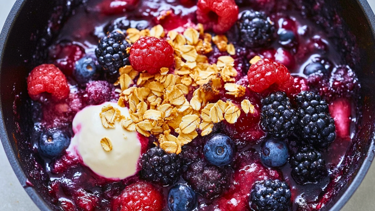 Simple Mixed Berry Skillet Crisp Dessert - Mixed Berry Skillet Crisp Recipe Dessert midia